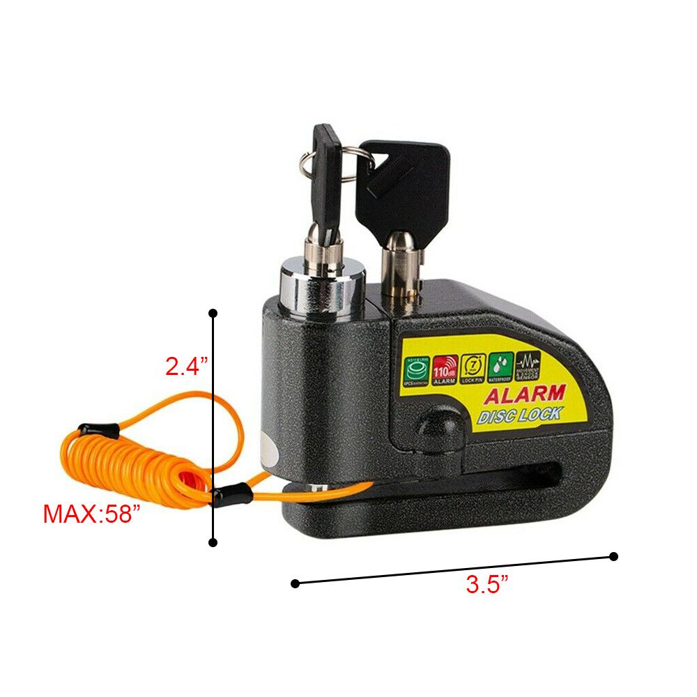 Black Motorcycle Alarm Disc Lock Motor Bike Brake Security Electric  Bicycle Lock AU