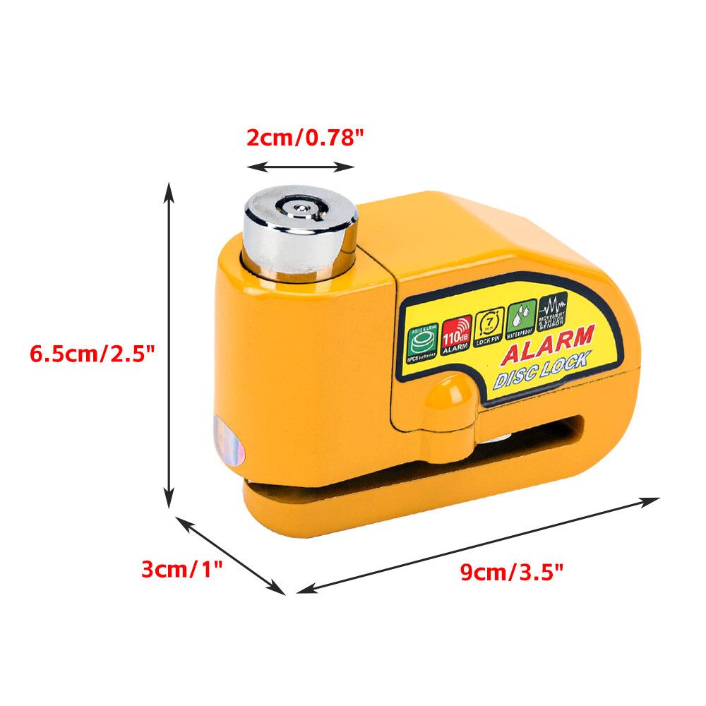 Yellow Motorcycle Alarm Disc Lock Motor Bike Brake Security Electric  Bicycle Lock AU