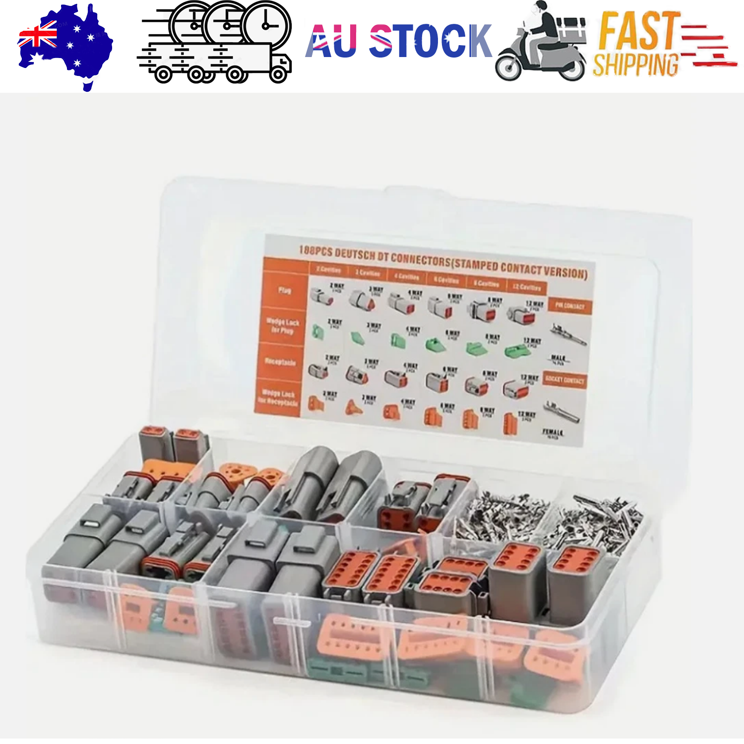 188pcs Deutsch DT Series Connector Assortment 2/3/4/6/8/12 pin 2 Pair each