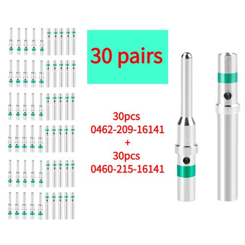 30 Pairs Silver Solid Pins for Deutsch DT Series Connector Male & Female