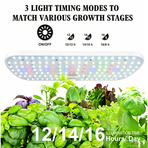 Hydroponics Plant Growing System 12 Pods Indoor Herb Garden Kit Led Light 4L WHITE