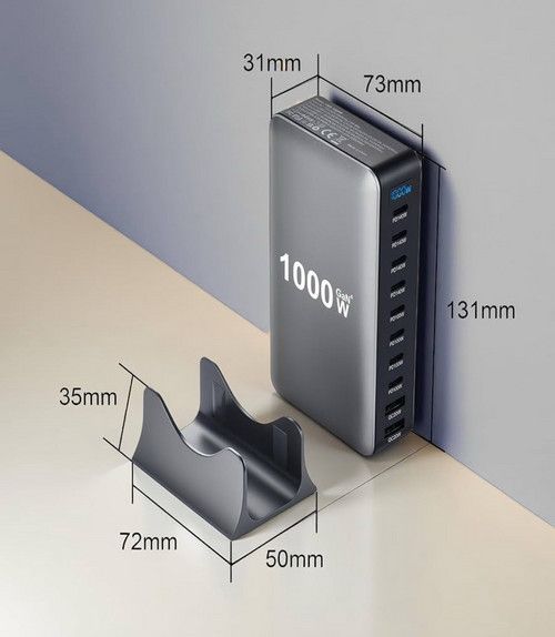 1000W GaN Fast Charging Station 10Ports USB&Type-C for iPhone, Laptops, MacBook