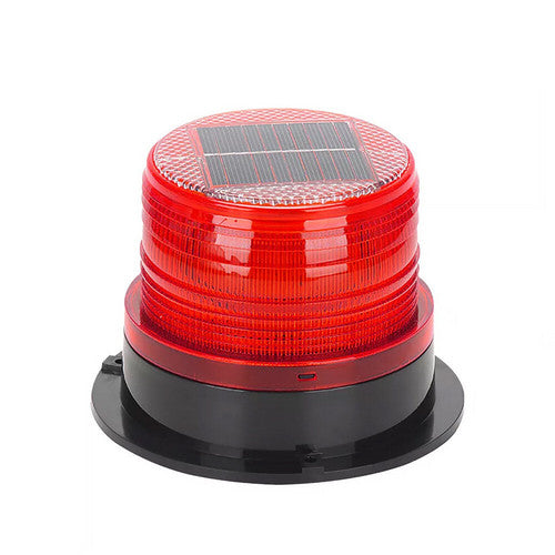 Solar Powered LED Flashing Beacon Light, 12-24V Amber Emergency Magnetic Warning Red