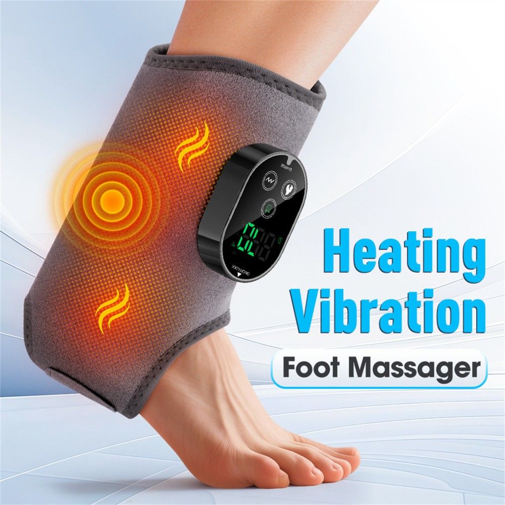 GRAY Cordless Ankle Heating Pad, Foot and Ankle Massager with Heat Foot Renew Triple