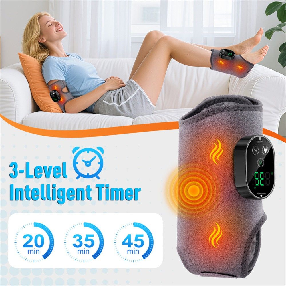 GRAY Cordless Ankle Heating Pad, Foot and Ankle Massager with Heat Foot Renew Triple
