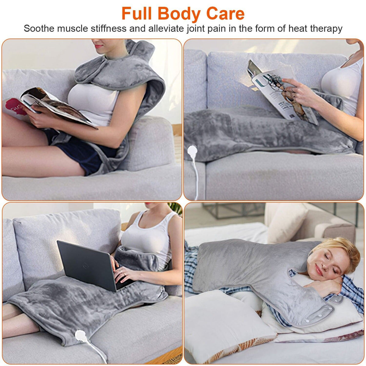 Portable Electric Heating Pad Wrap Heated Neck Shoulder Back Warm Pain Relief