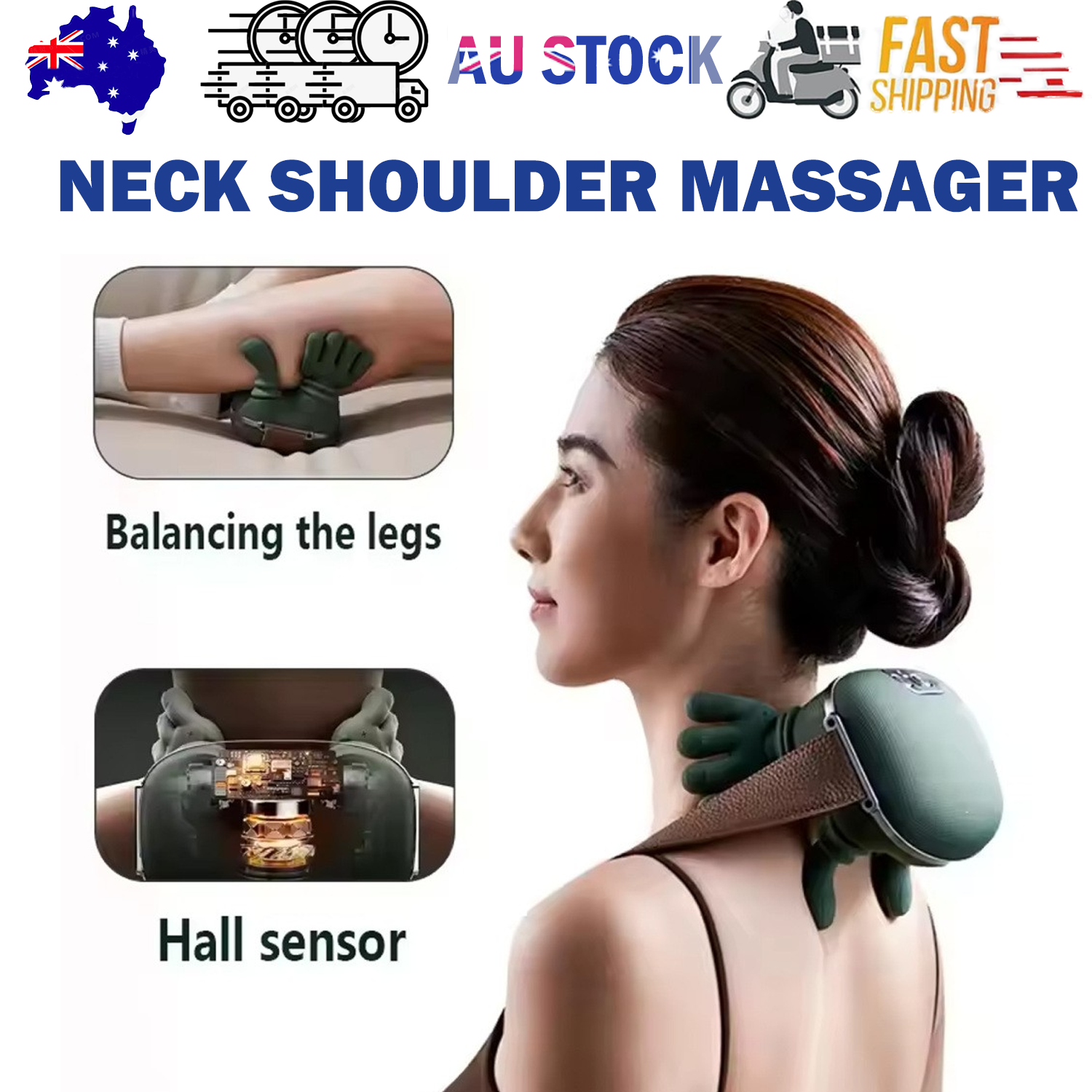 Neck Shoulder Massager, Electric Heated Kneading Back Massager Pain Relief