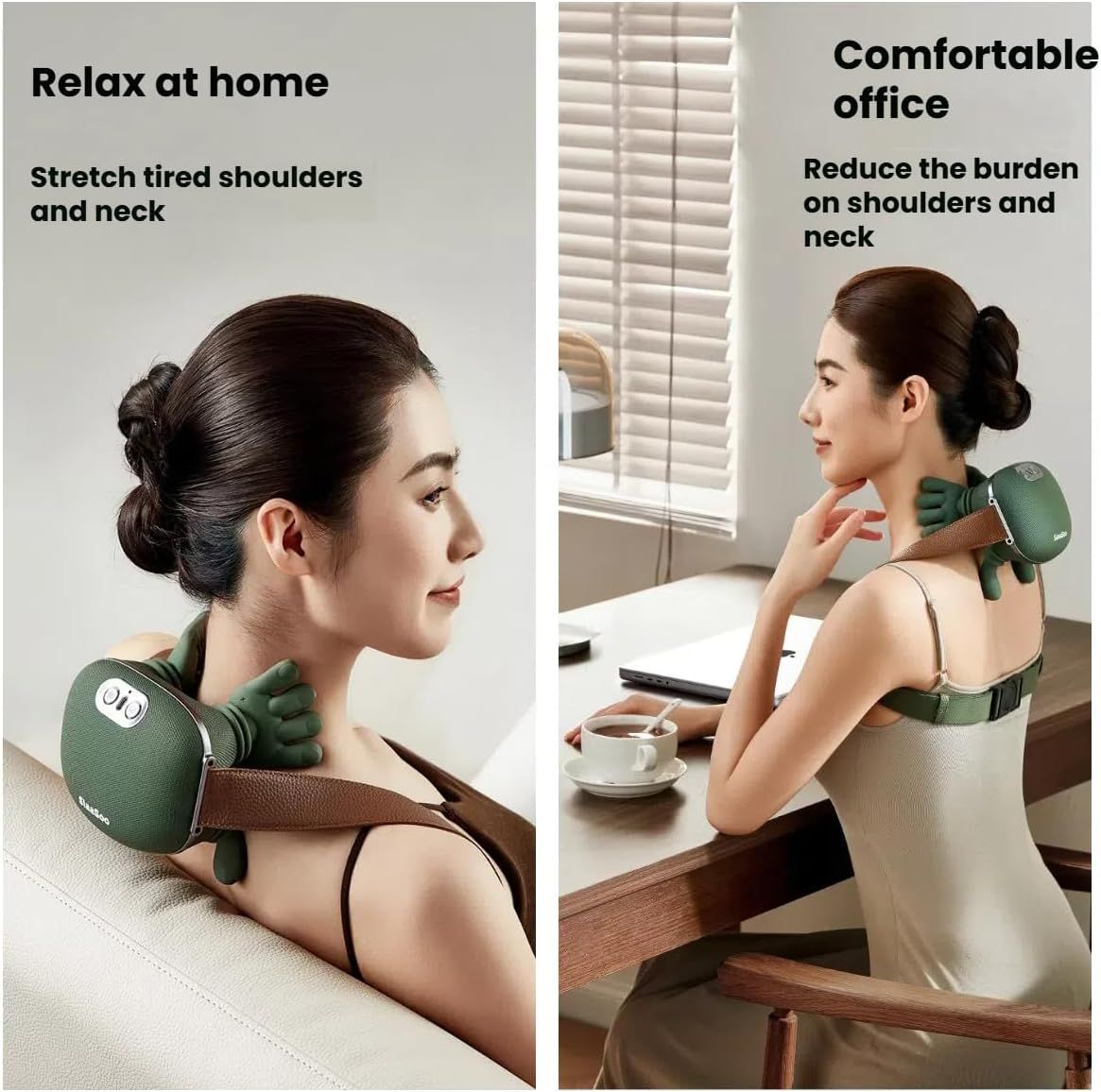 Neck Shoulder Massager, Electric Heated Kneading Back Massager Pain Relief