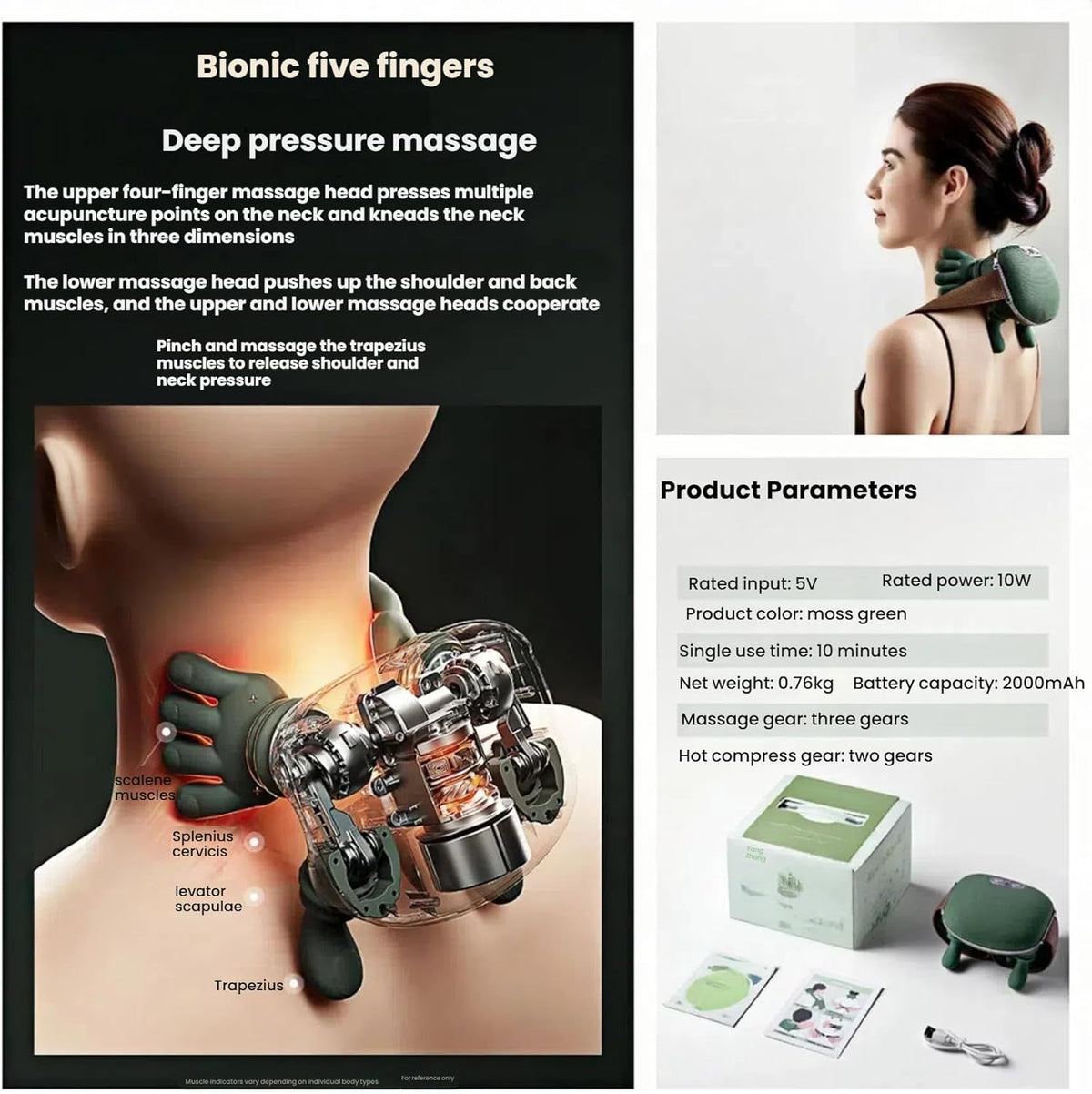 Neck Shoulder Massager, Electric Heated Kneading Back Massager Pain Relief