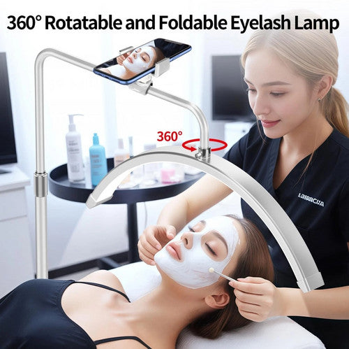 White Half Moon Floor Fill Lamp for Salon Tattoo Eyelash Makeup Beauty LED Lash Light