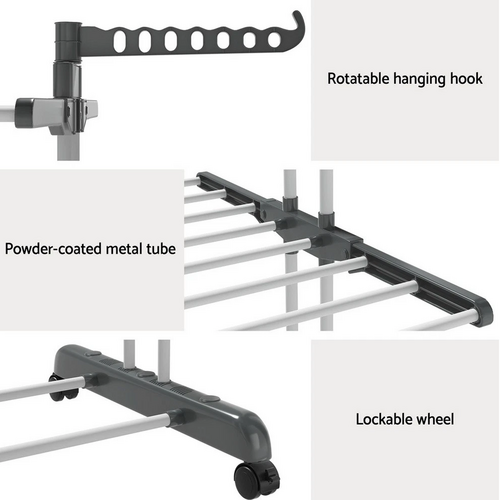 4 Tiers Clothes Airer Drying Rack Coat Garment Stand Hanger Laundry Foldable