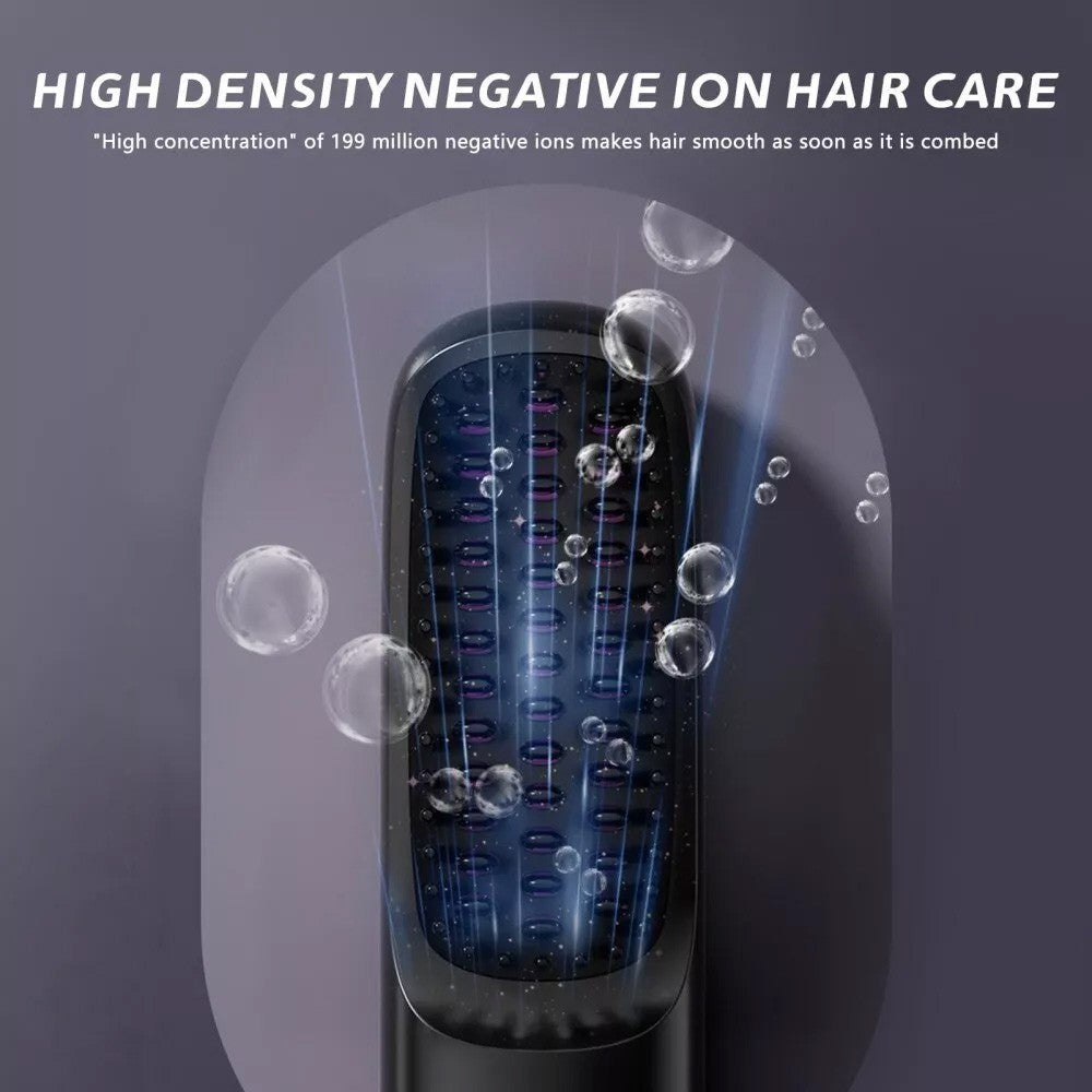 Black Hair Straightener Brush Travel Mini Rechargeable Hair Styler Fast Heating