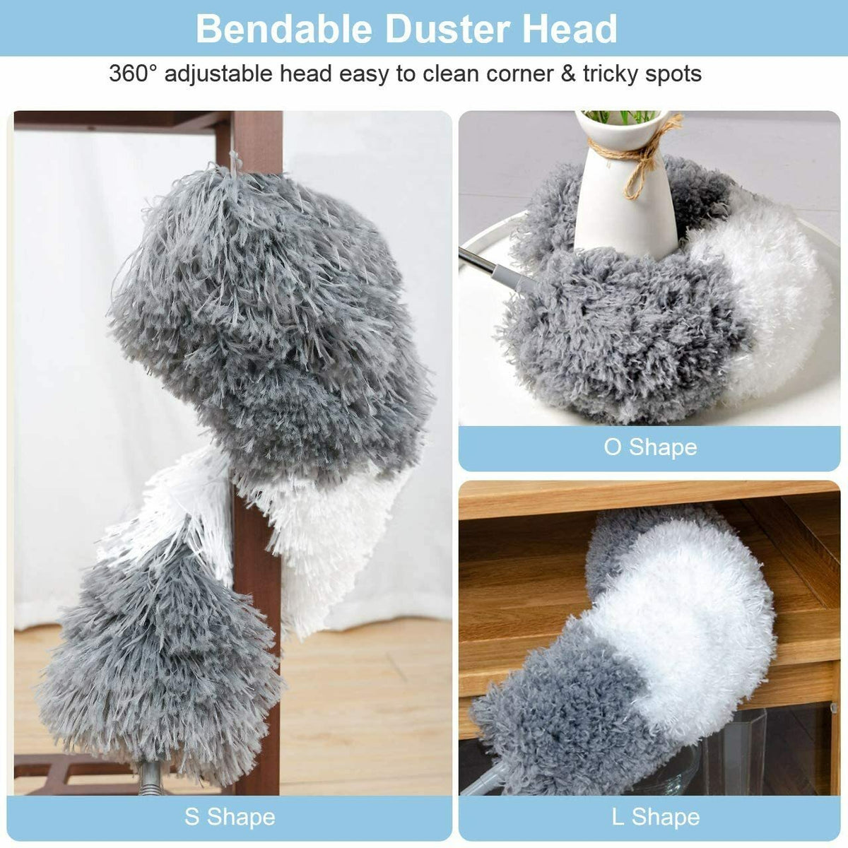 2PCS Duster Extendable Telescopic Microfibre Duster with Stainless Steel Pole