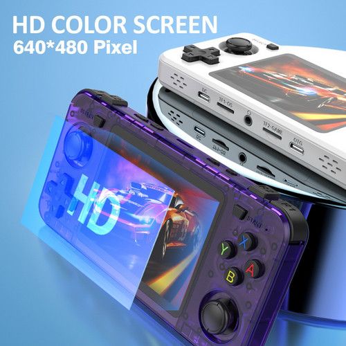 10000+ Games R36H Portable Video Game Consoles Retro Handheld Game Console White