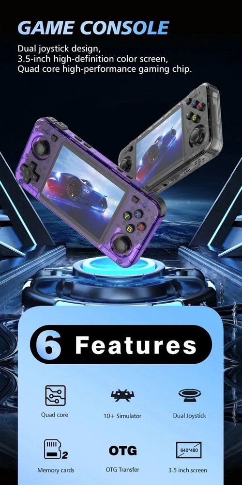 20000+ Games R36H Portable Video Game Consoles Retro Handheld Game Console purple