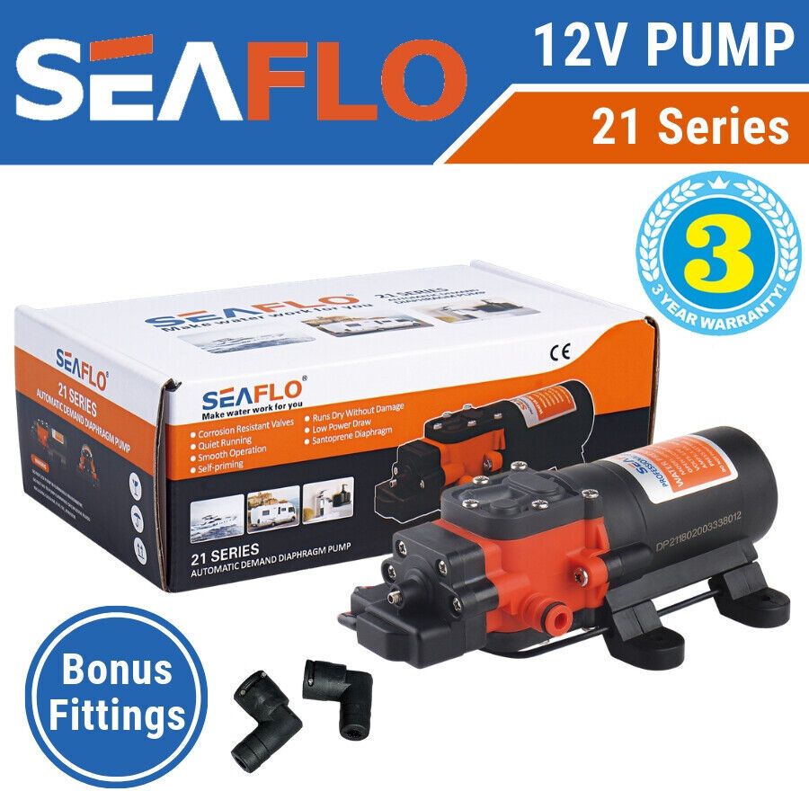 12v Seaflo Water Pump 21 Series 3.8LPM for Camper Trailer, Caravan Camping Boat