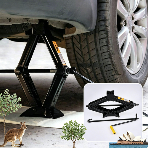 2 T Scissor Jack Car Van Wind Up Tyre Lift Chrome Crank Handle Emergency Tool