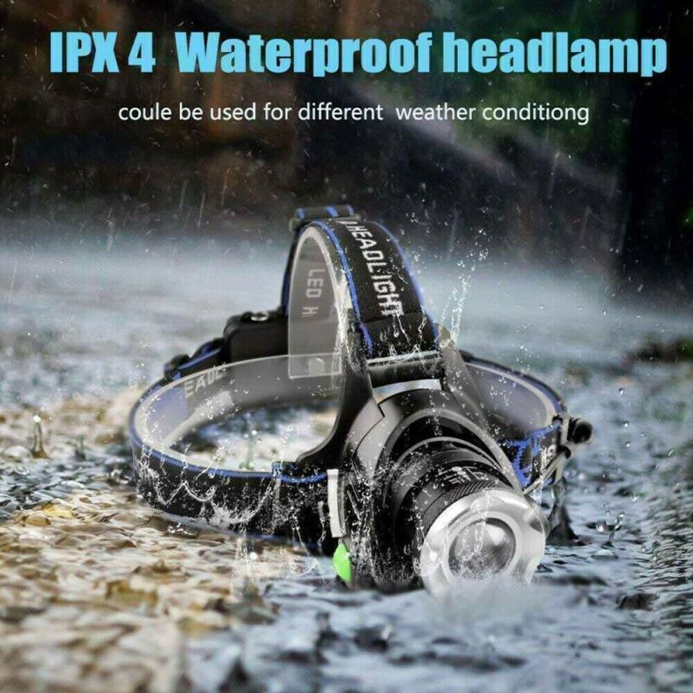 LED Head Torch Headlight Camping Headlamp Rechargeable Waterproof Fishing Light