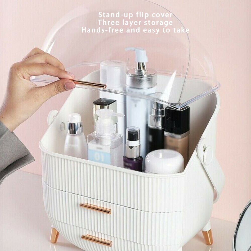 Dustproof Makeup Organiser – Cosmetic Storage Drawer Box with Display Stand