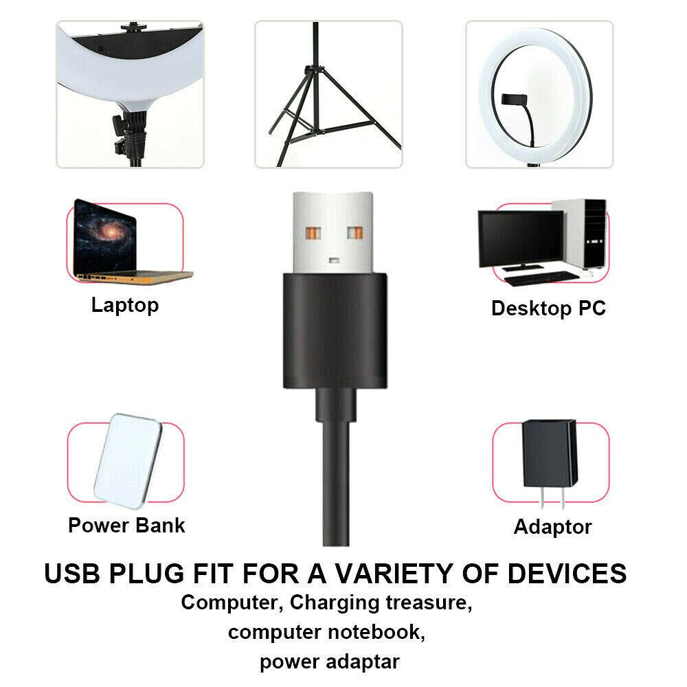 120cm 10"LED Ring Light Dimmable Lighting Kit Phone+Selfie Tripod Makeup Live Lamp