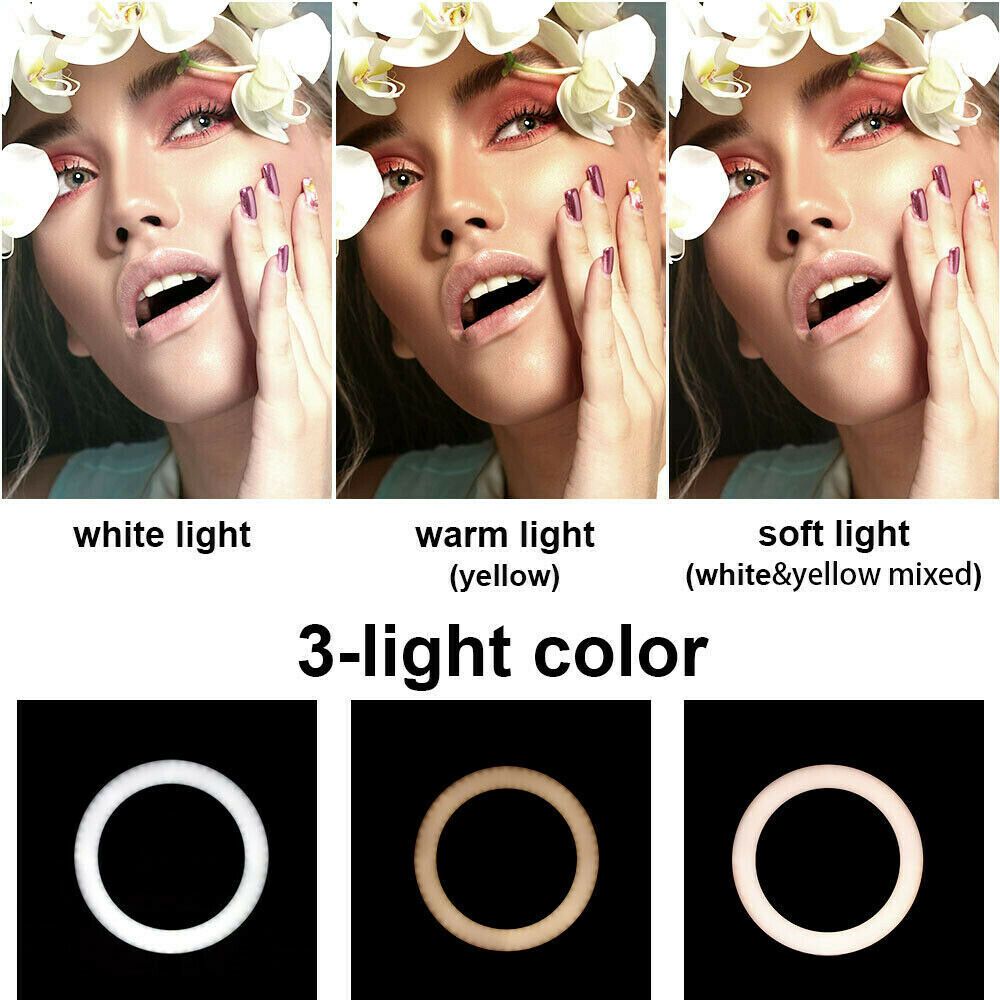 120cm 10"LED Ring Light Dimmable Lighting Kit Phone+Selfie Tripod Makeup Live Lamp