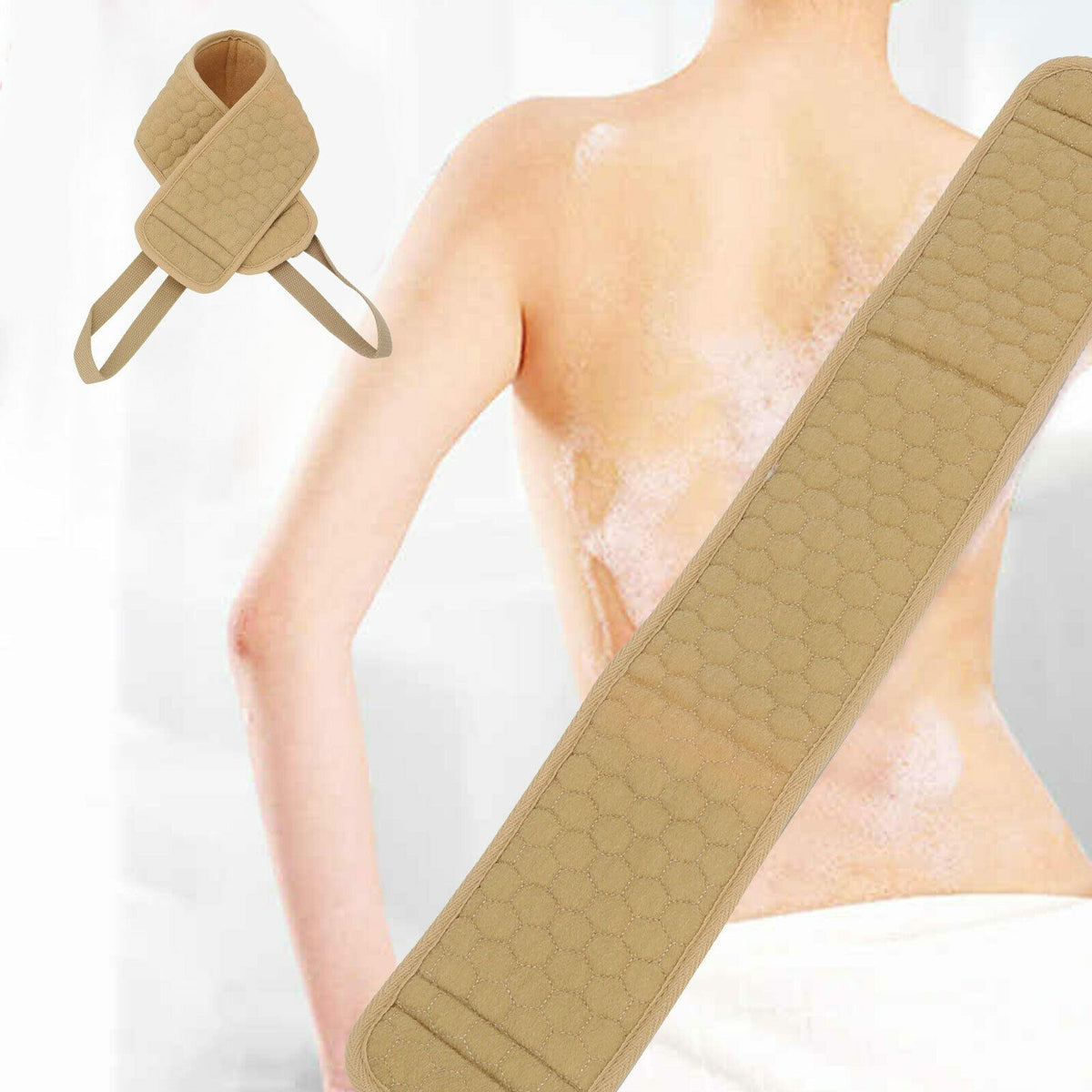 Exfoliating Back Scrubber Bath Shower Strap Loofah Spa Skin Body Sponge Brush AU
