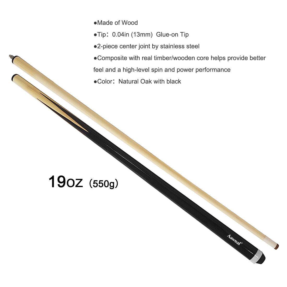 Pool Snooker Billiard Cues Sticks 57"  Case & Chalk