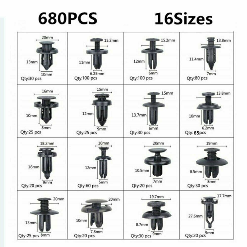 731pcs Car Trim Body Clips Kit Rivet Retainer Auto Panel Bumper Plastic Fastener