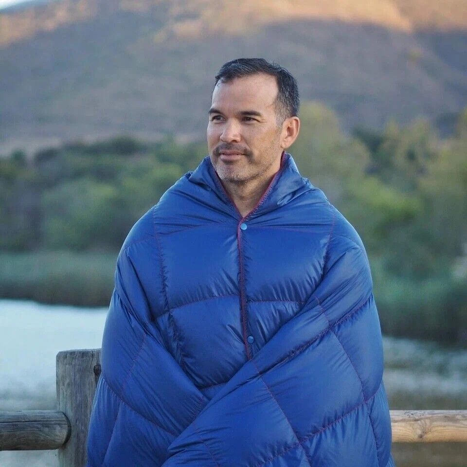 Down Camping Blanket Camping Hiking Puffy down Blanket Packable Lightweight Blue