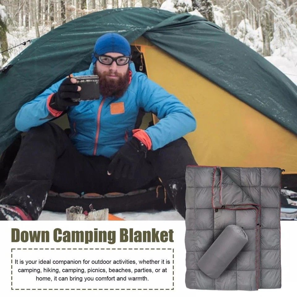 Down Camping Blanket Camping Hiking Puffy down Blanket Packable Lightweight GRAY