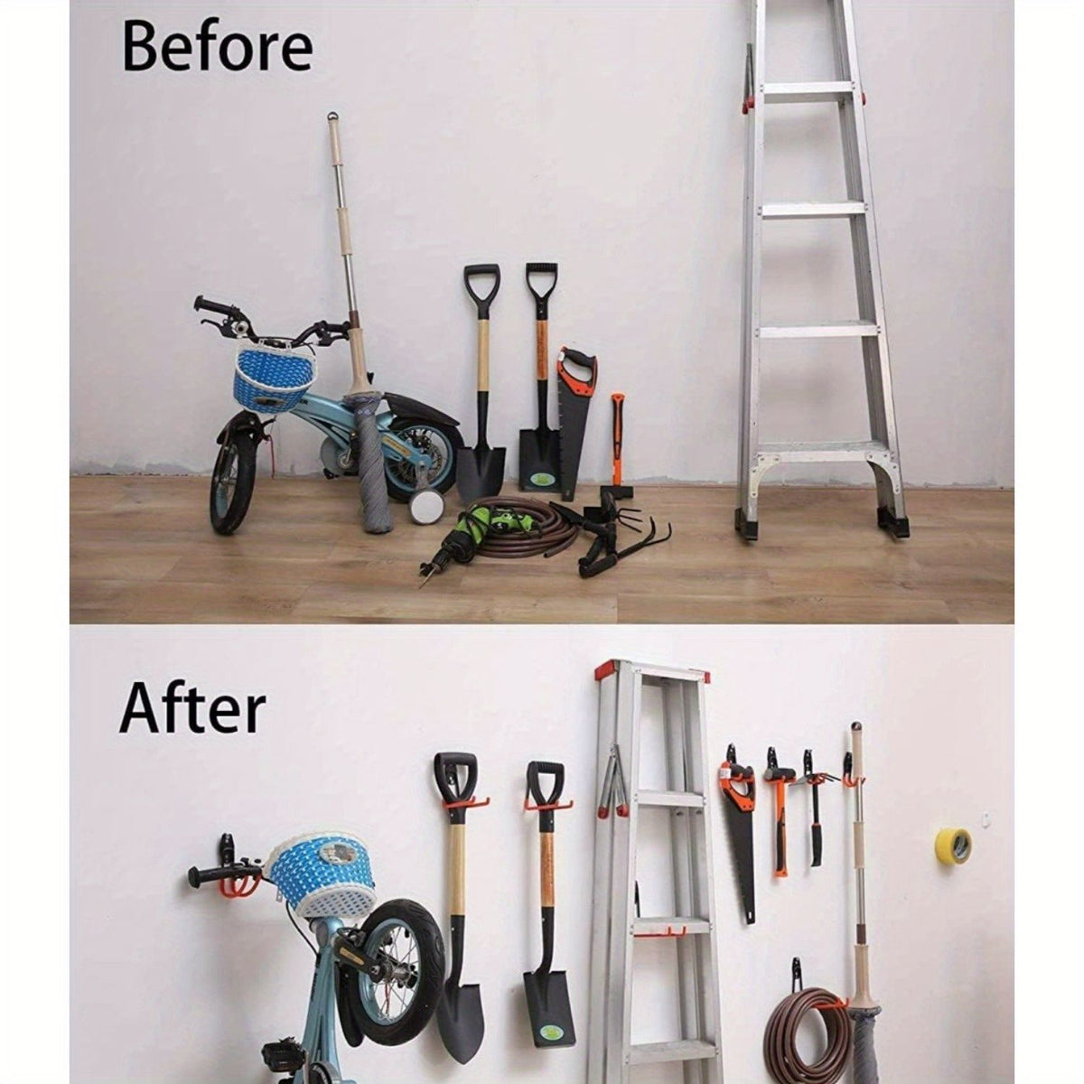 20-Pack Heavy Duty Garage Storage Hooks - Anti-Slip Steel Hangers - Tools,