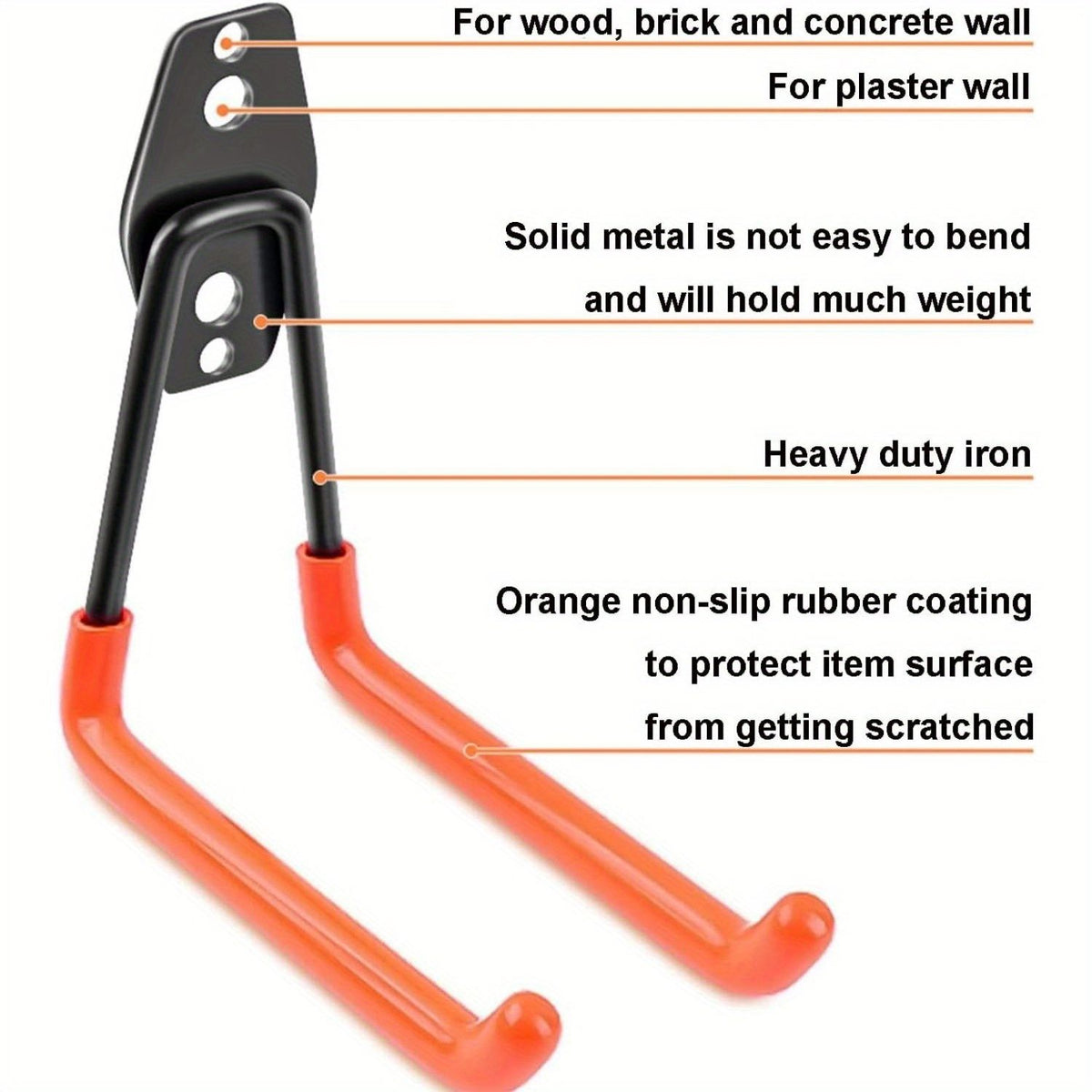 20-Pack Heavy Duty Garage Storage Hooks - Anti-Slip Steel Hangers - Tools,
