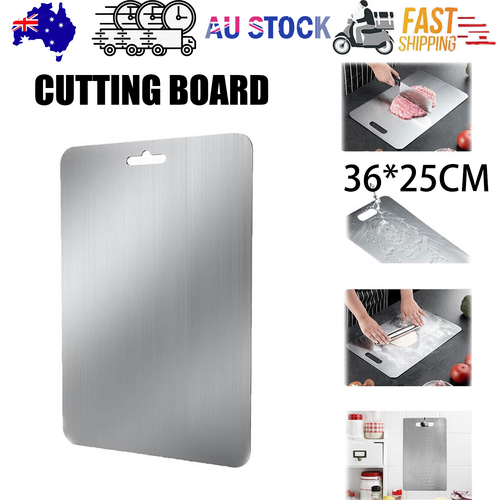 Cutting Board Double-Sided Stainless Steel Chopping Boards for Kitchen Camping 36x25cm