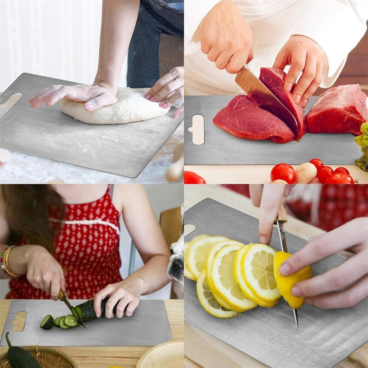 Cutting Board Double-Sided Stainless Steel Chopping Boards for Kitchen Camping 46x30cm