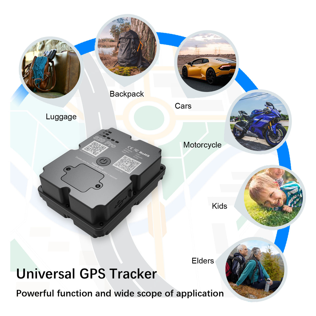4G GPS Tracker for Car/Moto/Luggage - Waterproof, Real-time Tracking 30 Days Battery Life, Remote Control via Trial App.