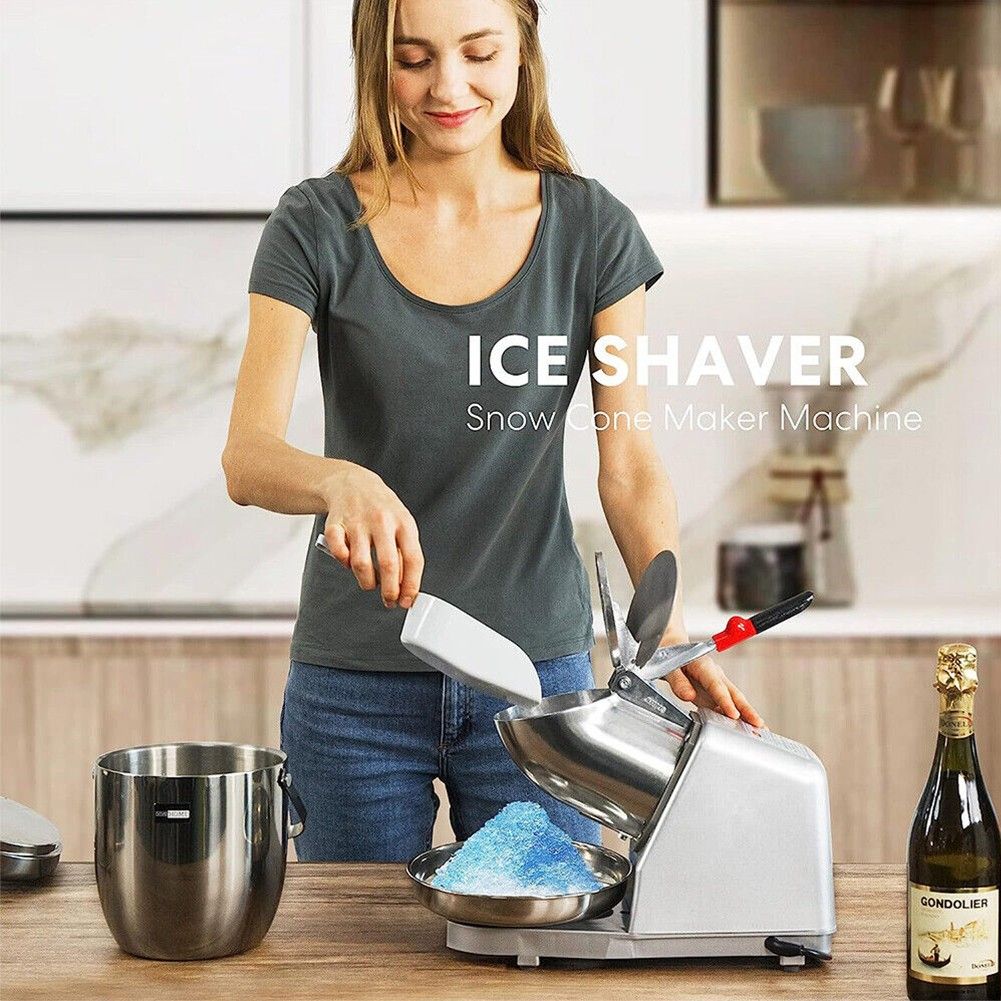 Upgraded Electric Ice Crusher Shaver Snow Cone Maker Commercial Machine2200r/m