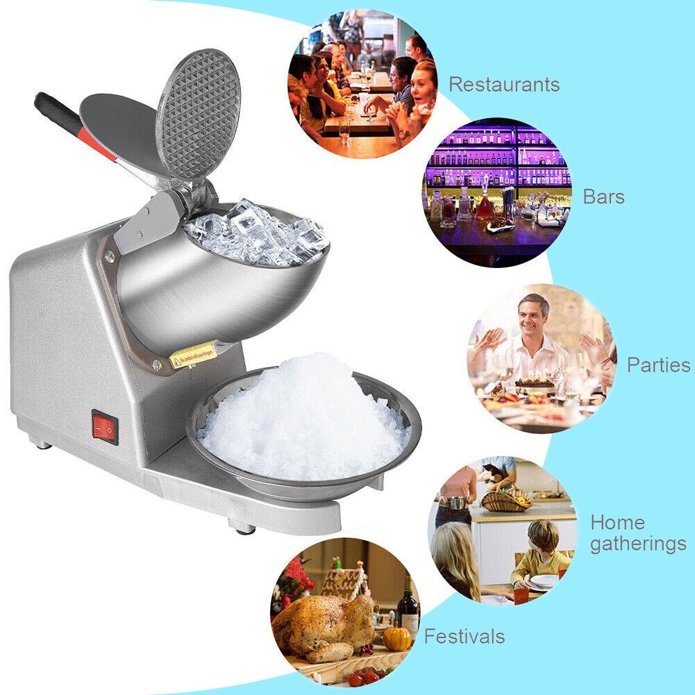 Upgraded Electric Ice Crusher Shaver Snow Cone Maker Commercial Machine2200r/m
