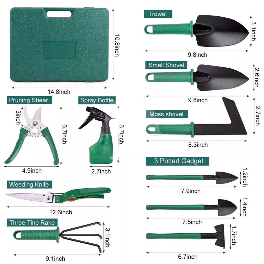 Shovel Harrow Potted Flower Gardening Tools Gift Kit Glove Garden Tool 10Pcs/Set