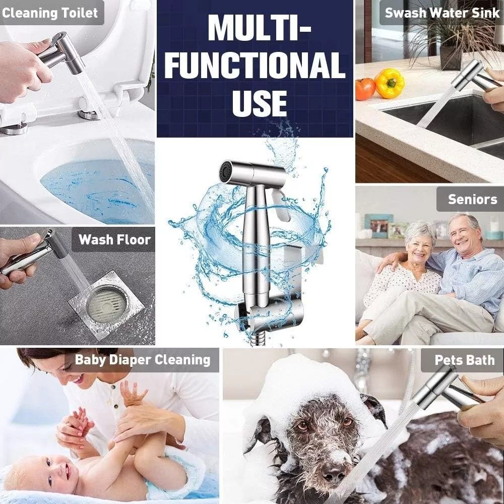 Stainless Steel Douche Bidet Toilet Spray Shower Shattaf Diverter Kit Handheld