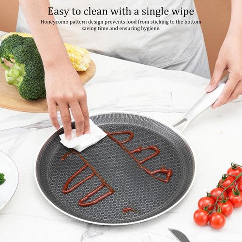 26cm Stainless Steel Crepe Pan Non-Stick Pan Honeycomb Coating Frying Pan Pizza6299