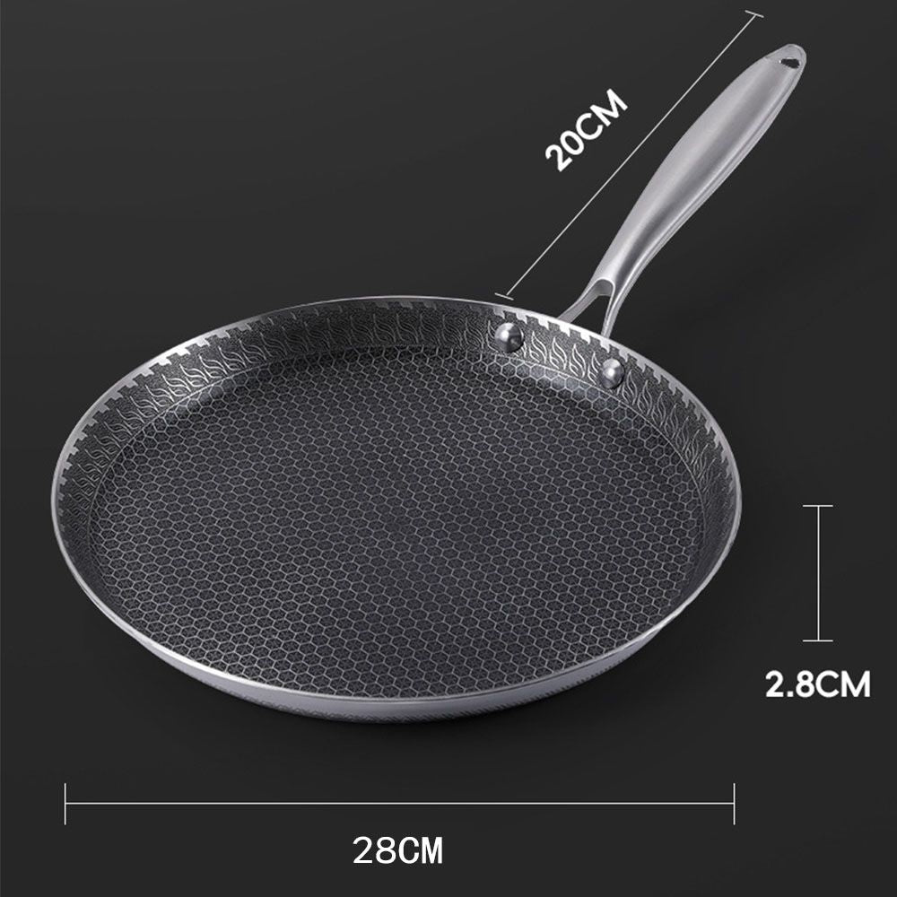28cm Stainless Steel Crepe Pan Non-Stick Pan Honeycomb Coating Frying Pan Pizza6299
