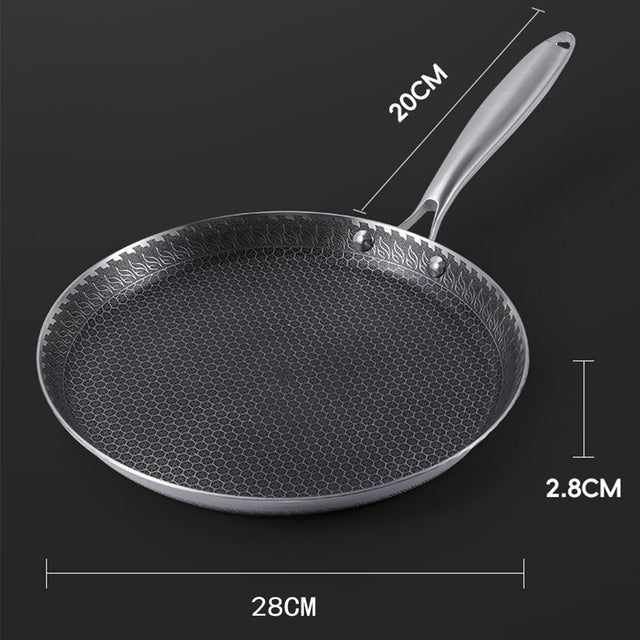 28cm Stainless Steel Crepe Pan Non-Stick Pan Honeycomb Coating… - V201-W13885167