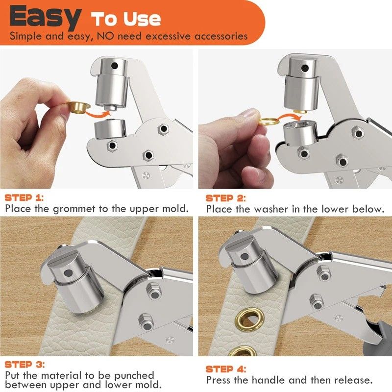 Installation Eyelets Button Pliers Handheld Grommet Tool Kit Manual Puncher Tool