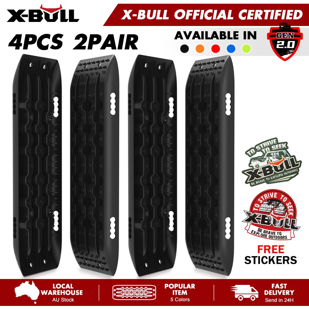 X-BULL Recovery Tracks Gen 2.0 10T Sand Mud Snow 2 Pairs Offroad 4WD 4x4 2PC 91CM Black