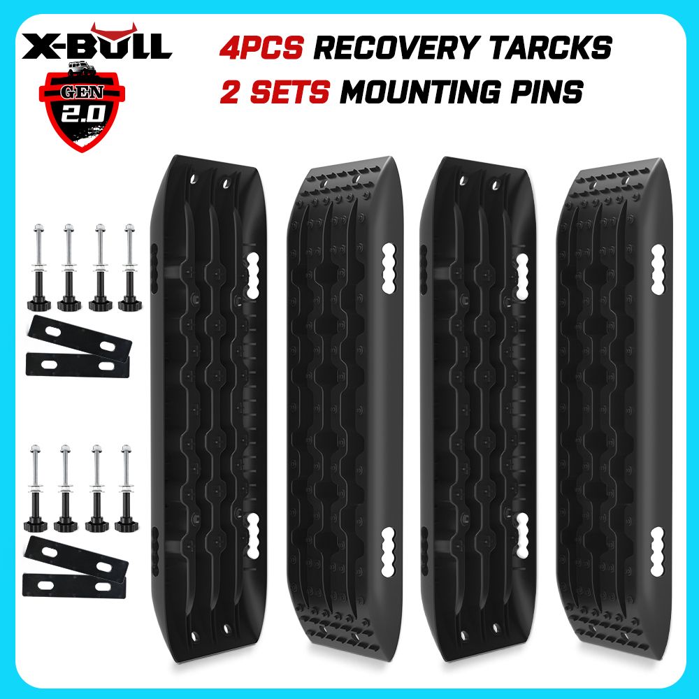 X-BULL Recovery tracks Boards 10T 2 Pairs/ Sand / Mud / Snow Mounting Bolts Pins Gen 2.0 -Black