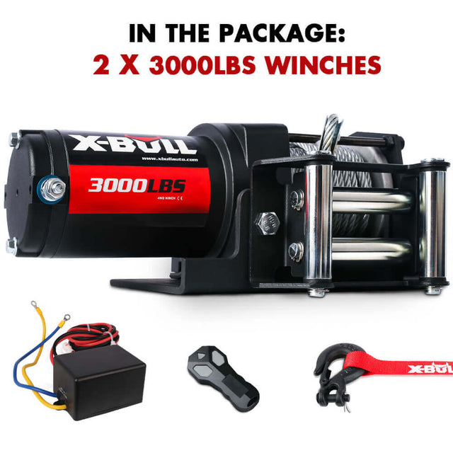 X-BULL Electric Winch 3000lbs Steel Wire Cable 12V Boat ATV