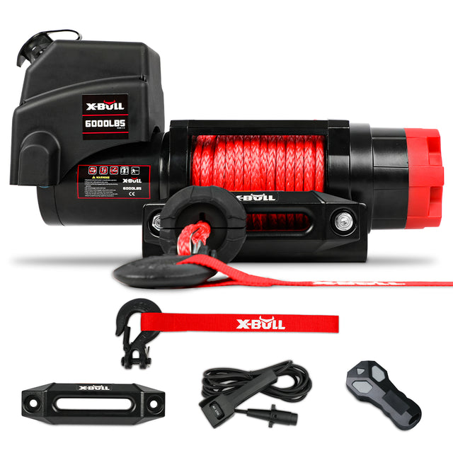 X-BULL Electric Winch 6000LBS 12V BOAT Synthetic Rope Wirele