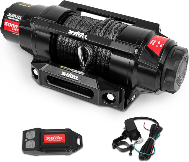 X-BULL 6000lbs Electric Winch 12V Synthetic Rope Towing Tra - 211-AUEB-AXEW010SS