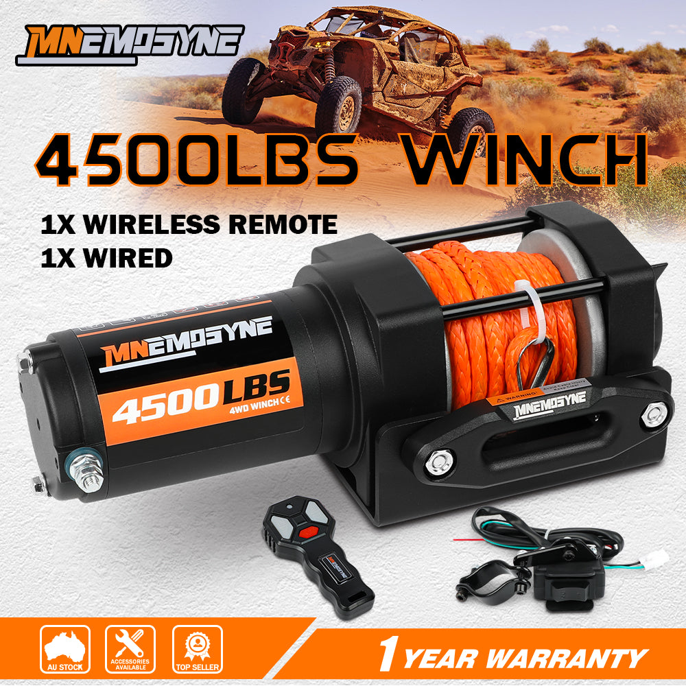 Electric Winch 4500lbs Winch Synthetic Rope Wireless Towing - V211-AUEB-MNEW002S
