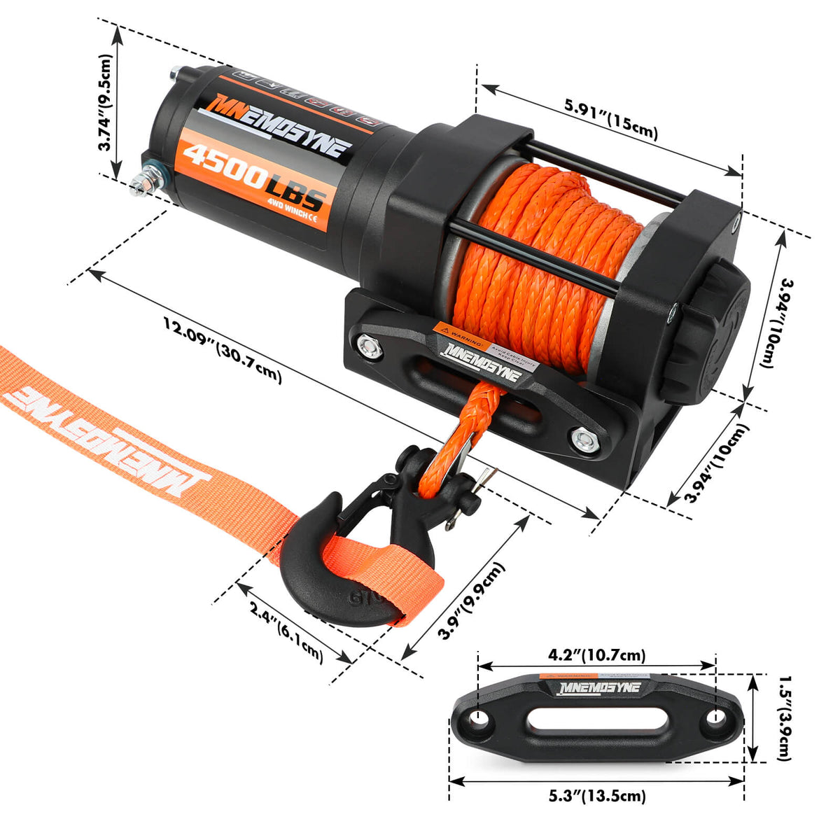 Electric Winch 4500lbs Winch Synthetic Rope Wireless Towing - V211-AUEB-MNEW002S